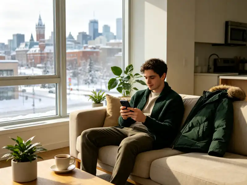 Adult reviewing a dating profile on a phone while refining a genuine hookup profile