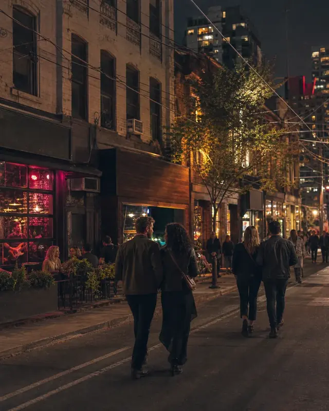 Queen West nightlife with intimate bars and live music